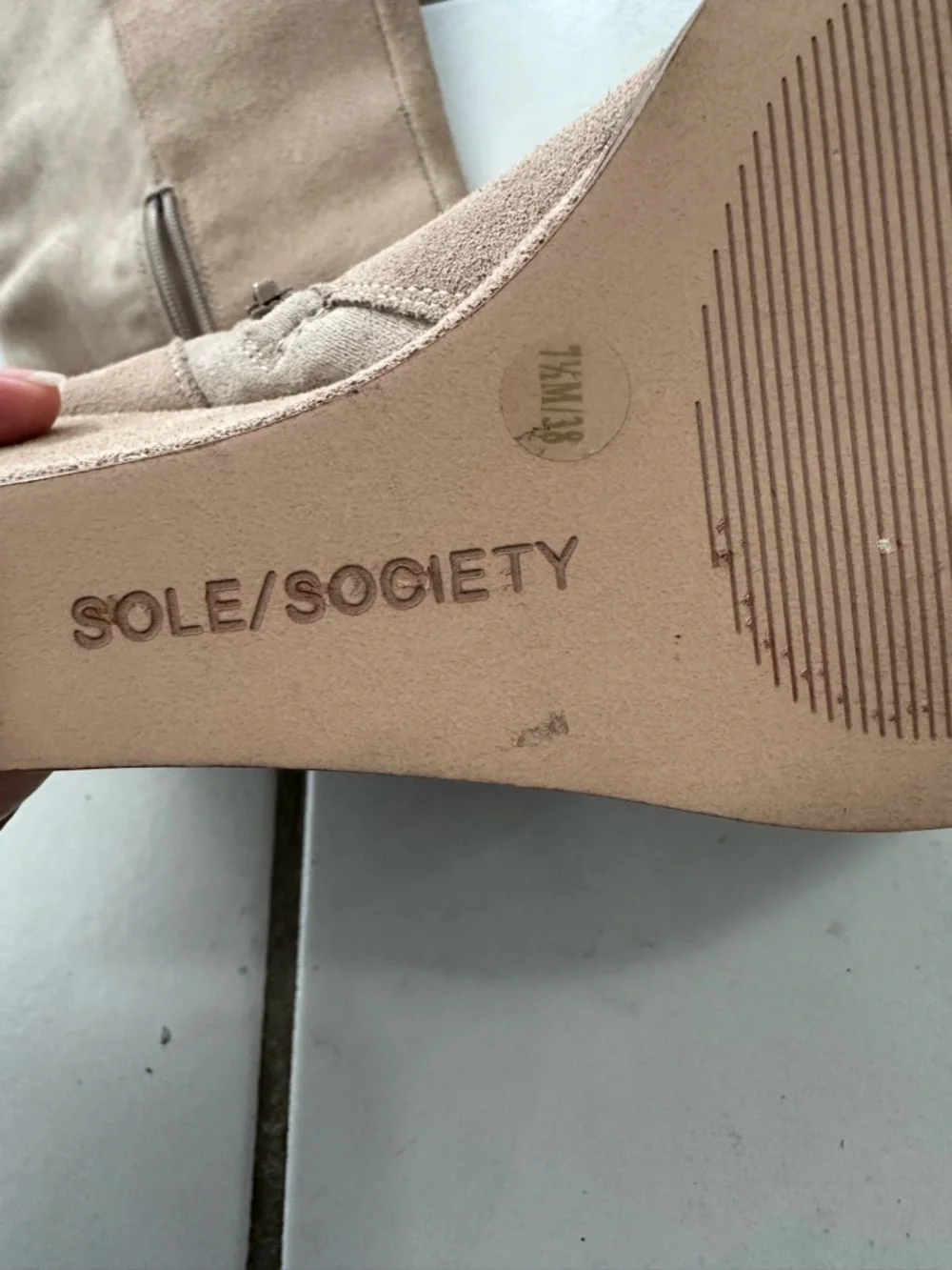 Sole Society Tall Beige Suede Wedge Over-the-Knee Boots